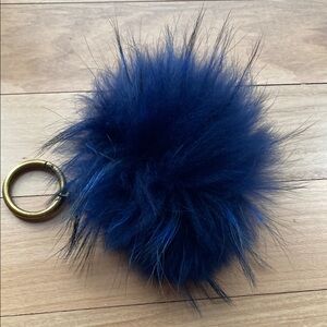 Luxurious Navy Blue Fur Keychain Accessory